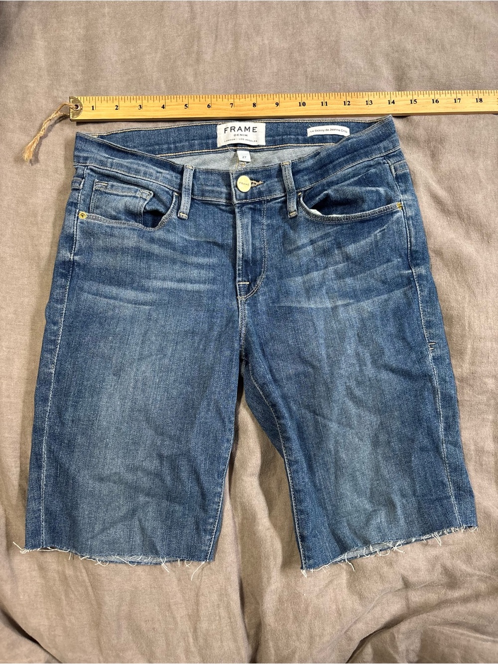 FRAME Denim Raw Hem Jean Shorts - Blue